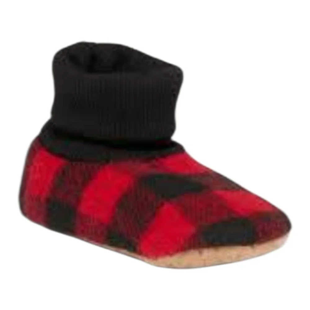 Old Navy‎ Toddler Cozy Slipper Socks Buffalo Plaid Red Black Booties 0-6 Months